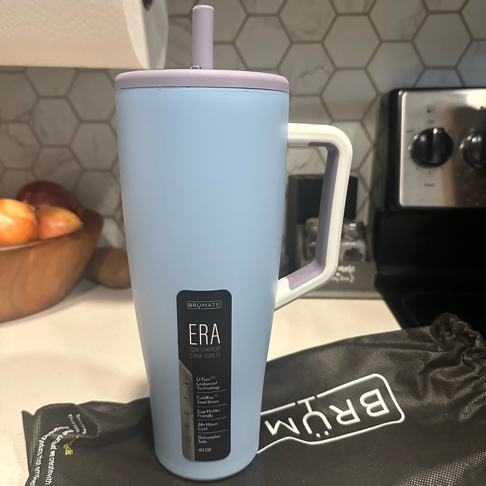 Brumate ERA 40 Oz Leakproof Metal Straw High Tide Blue Color Block